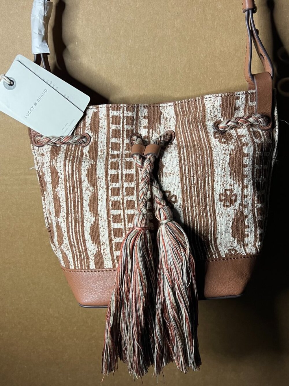 LUCKY BRAND Jose Small Brown Southwestern Handbag Hobo Shoulder Bag NWT